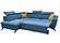 Gala Blue Fabric Left Hand Facing Chaise Sectional w/Bed & Storage by ESF