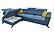 Gala Blue Fabric Left Hand Facing Chaise Sectional w/Bed & Storage by ESF