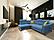 Gala Blue Fabric Left Hand Facing Chaise Sectional w/Bed & Storage by ESF