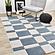 Folio Blue White Banded Rectangle Pattern Rug by Kalora
