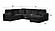 Grande Black Velvet Sectional Sofa by Galaxy Furniture