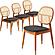 Holbeck Wicker Dining Chair with Leather Seat Set of 4, Black by LeisureMod