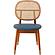 Holbeck Wicker Dining Chair with Upholstered Leather Seat, Navy Blue by LeisureMod