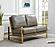 Jefferson - Leather Loveseat - Gold Frame - Grey, Grey by LeisureMod