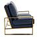 Jefferson - Leather Loveseat - Gold Frame - Navy Blue, Navy Blue by LeisureMod