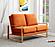 Jefferson Contemporary Modern Velvet Loveseat With Gold Frame, Orange by LeisureMod