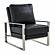 Jefferson Leather Modern Design Accent Armchair With Elegant Silver Frame, Black by LeisureMod