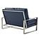Jefferson Contemporary Modern Faux Leather Loveseat With Silver Frame, Navy Blue by LeisureMod