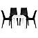 Kent Outdoor White Table With 4 Black Chairs Dining Set, White/Black by LeisureMod