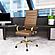 Benmar High-Back Leather Office Chair w/Gold Frame - Light Brown by LeisureMod
