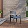 Chelsea Modern Patio Dining Armchair in Aluminum w/Removable Cushions - Charcoal Blue by Leisuremod