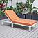 Chelsea Modern Outdoor Weathered Grey Chaise Lounge Chair w/Cushions - Orange by LeisureMod