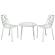 Devon Mid-Century Modern 3-Piece Aluminum Outdoor Patio Dining Set w/Tempered Glass Top, Table & 2 Dining Chair - White by Leisu