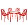 Devon Mid-Century Modern 5-Piece Aluminum Outdoor Patio Dining Set w/Tempered Glass Top, Table & 4 Dining Chair- Red by Leisurem