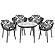 Devon Mid-Century Modern 5-Piece Aluminum Outdoor Patio Dining Set w/Tempered Glass Top, Table & 4 Arm Chairs - Black by Leisure