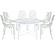 Devon Mid-Century Modern 7-Piece Aluminum Outdoor Patio Dining Set w/Tempered Glass Top, Table & 6 Dining Chair - White by Leisu