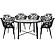 Devon Mid-Century Modern 7-Piece Aluminum Outdoor Patio Dining Set w/Tempered Glass Top, Table & 6 Arm Chairs - Black by Leisure