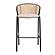 Ervilla Mid-Century Modern Wicker Bar Stool w/Fabric Seat & Black Powder Coated Steel Frame - Beige by Leisuremod