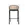 Ervilla Mid-Century Modern Wicker Bar Stool w/Fabric Seat & Black Powder Coated Steel Frame, (Set of 2) - Black by Leisuremod