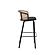 Ervilla Mid-Century Modern Wicker Bar Stool w/Fabric Seat & Black Powder Coated Steel Frame, (Set of 2) - Black by Leisuremod