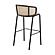 Ervilla Mid-Century Modern Wicker Bar Stool w/Fabric Seat & Black Powder Coated Steel Frame, (Set of 2) - Grey by Leisuremod