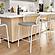 Ervilla Mid-Century Modern Wicker Bar Stool w/Fabric Seat & White Powder Coated Steel Frame - Grey by Leisuremod
