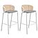 Ervilla Mid-Century Modern Wicker Bar Stool w/Fabric Seat & White Powder Coated Steel Frame, (Set of 2) - Grey by Leisuremod