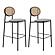 Euston Modern Wicker Bar Stool w/Black Steel Frame, (Set of 2) - Grey by Leisuremod