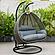 Charcoal Wicker Hanging 2 person Egg Swing Chair - Dark Grey by Leisuremod