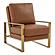 Jefferson Leather Armchair w/Gold Frame & Octagon Coffee Table with Geometric Base - Cognac Tan by Leisuremod