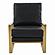 Jefferson Leather Armchair w/Gold Frame & Large Octagon Coffee Table with Geometric Base - Black by Leisuremod