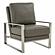 Jefferson Leather Armchair w/Silver Frame & Octagon Coffee Table with Geometric Base - Grey by Leisuremod