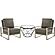 Jefferson Leather Armchair w/Silver Frame & Octagon Coffee Table with Geometric Base - Grey by Leisuremod