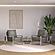 Jefferson Leather Armchair w/Silver Frame & Octagon Coffee Table with Geometric Base - Grey by Leisuremod
