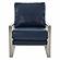Jefferson Leather Armchair w/Silver Frame & Octagon Coffee Table with Geometric Base - Navy Blue by Leisuremod