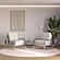 Jefferson Leather Armchair w/Silver Frame & Octagon Coffee Table with Geometric Base - White by Leisuremod