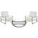 Jefferson Modern Leather Armchair w/Silver Frame & Round Coffee Table with Glass Top & Metal Base - White by Leisuremod
