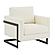 Lincoln Leather Accent Armchair With Black Steel Frame - White by Leisuremod