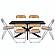 Lawrence 7-Piece Acrylic Folding Dining Chair & Rectangular Dining Table w/Geometic Base Set - Tangerine by Leisuremod