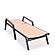 Marlin Patio Chaise Lounge Chair w/Armrests in Black Aluminum Frame, (Set of 2) - Light Brown by Leisuremod