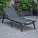 Marlin Modern Black Aluminum Outdoor Patio Chaise Lounge Chair w/Arms and Square Fire Pit Side Table - Black by Leisuremod
