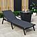 Marlin Modern Black Aluminum Outdoor Patio Chaise Lounge Chair w/Arms and Square Fire Pit Side Table - Black by Leisuremod