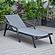 Marlin Modern Black Aluminum Outdoor Patio Chaise Lounge Chair w/Arms and Square Fire Pit Side Table - Dark Grey by Leisuremod