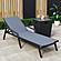 Marlin Modern Black Aluminum Outdoor Patio Chaise Lounge Chair w/Arms and Square Fire Pit Side Table - Dark Grey by Leisuremod