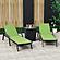 Marlin Modern Black Aluminum Outdoor Chaise Lounge Chair w/Arms & Square Fire Pit Side Table, (Set of 2) - Green by Leisuremod