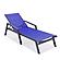Marlin Modern Black Aluminum Outdoor Chaise Lounge Chair w/Arms & Square Fire Pit Side Table, (Set of 2) - Navy Blue by Leisurem