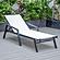 Marlin Modern Black Aluminum Outdoor Chaise Lounge Chair w/Arms & Square Fire Pit Side Table, (Set of 2) - White by Leisuremod