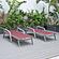 Marlin Patio Chaise Lounge Chair w/Armrests in Grey Aluminum Frame, (Set of 2) - Burgundy by Leisuremod