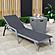 Marlin Modern Grey Aluminum Outdoor Patio Chaise Lounge Chair w/Arms and Square Fire Pit Side Table - Black by Leisuremod