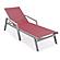 Marlin Modern Grey Aluminum Outdoor Chaise Lounge Chair w/Arms and Square Fire Pit Side Table, (Set of 2) - Burgundy by Leisurem